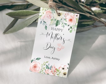 Happy Mother's Day Editable Tag, Printable Mothers Day Tag Gift Tag Mother's Day Tag Peach Floral Instant Download