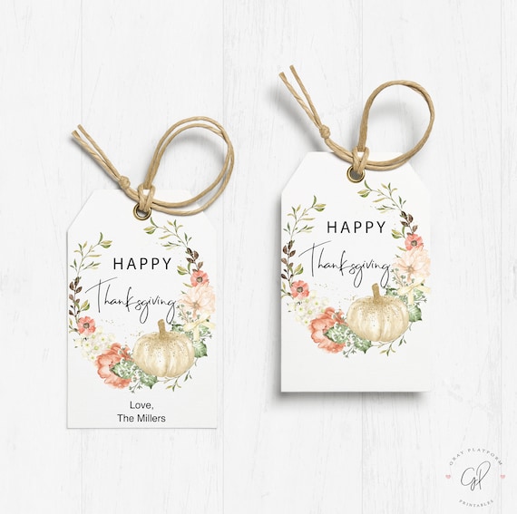 Thanksgiving Printable Tag, Editable gift tag template, Instant Download, Happy Thanksgiving