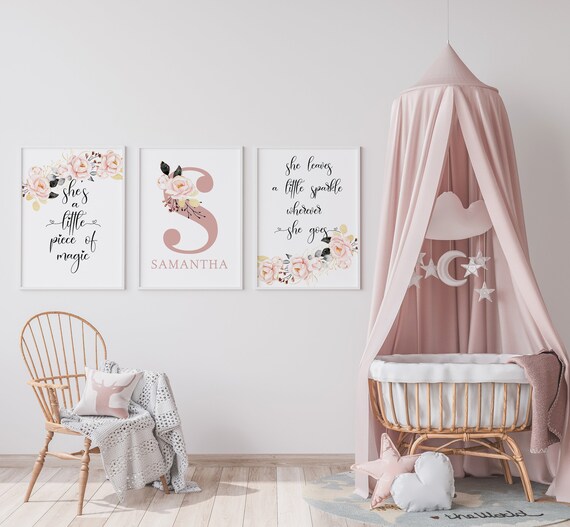 Baby Girl Room Decor Nursery Wall Art Printable Floral Etsy Baby Girl Room Decor Nursery Wall Art Printable Floral Etsy