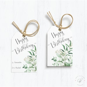 Gelukkige verjaardag Tags Afdrukbare Tag Verjaardag Cadeau Tags Instant Download Cadeau Tag Groen