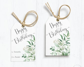 Tag di buon compleanno Tag stampabile Tag regalo di compleanno Download istantaneo Tag regalo Verde