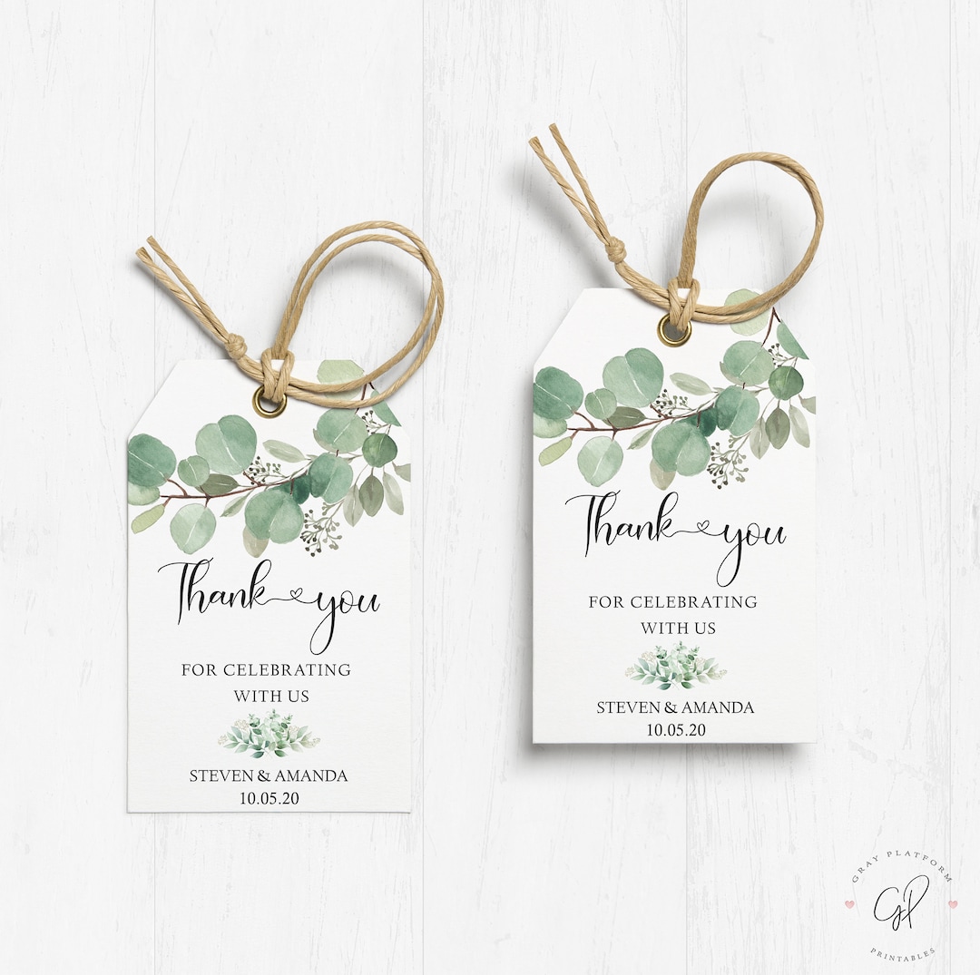Free Printable Thank You Tags - Green Watercolor - Favor Tags