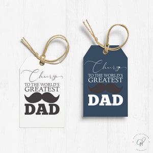 World&#39;s Greatest Dad Happy Fathers Day Printable Tag Vatertag Geschenkanhänger Schwarz und Gold Instant Download