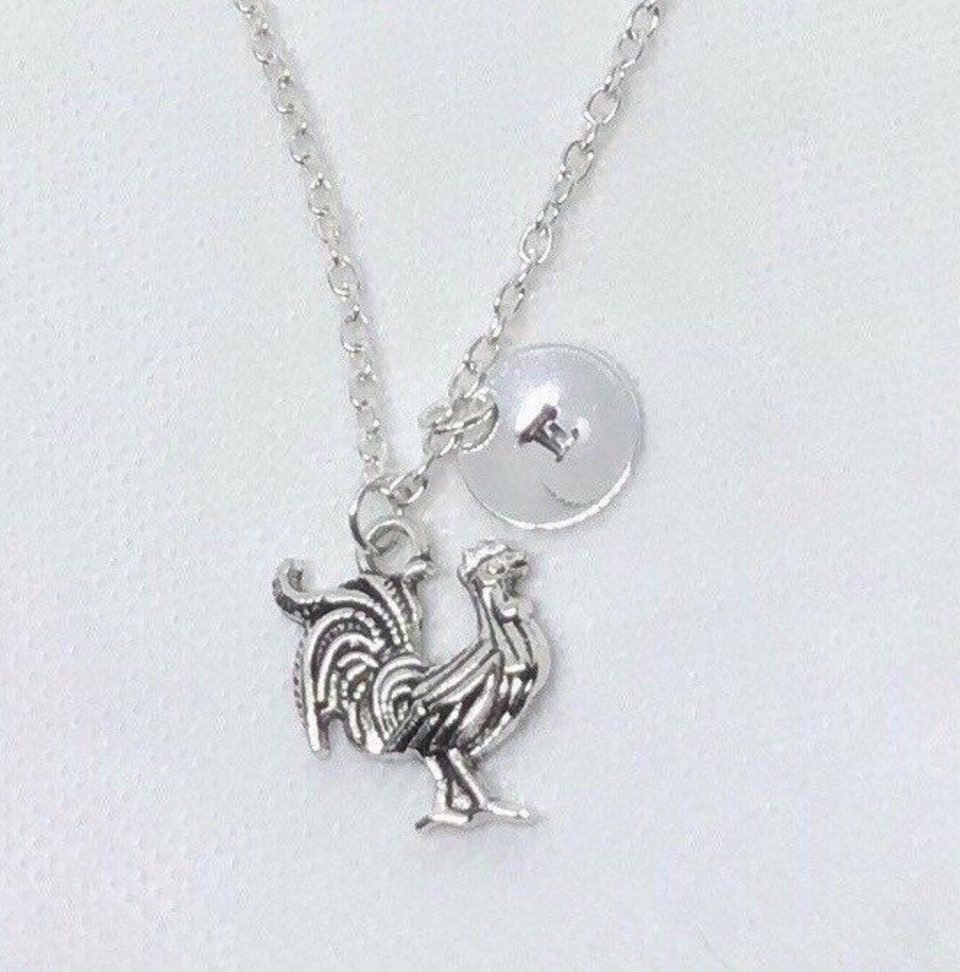 Personalized rooster charm necklace, Farm animal charm necklace, Farm