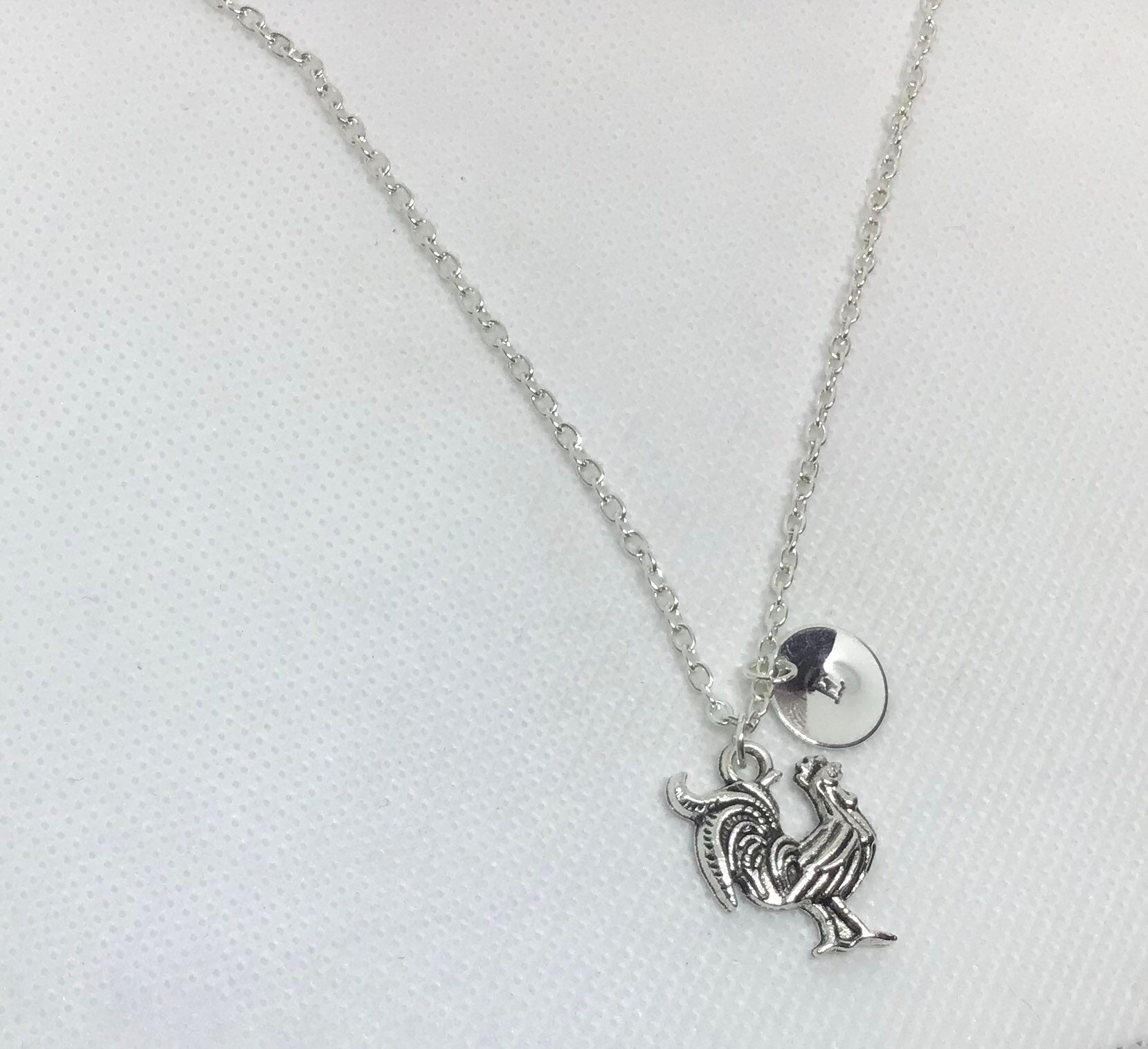 Personalized rooster charm necklace Farm animal charm Etsy
