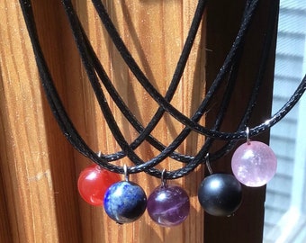 Healing Crystal necklace, Gemstone necklaces, Amethyst necklace, Carnelian necklace, Obsidian necklace, Sodalite necklace,black cord