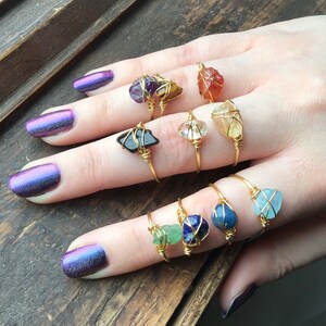 Raw Crystal Ring Gemstone Ring Wire Wrapped Crystal Rings - Etsy