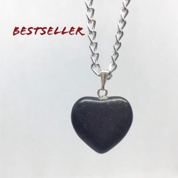 Tourmaline heart pendant necklace. Black heart necklace. Gemstone heart necklace, Black gemstone necklace, Black tourmaline necklace