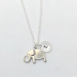 Silver elephant charm necklace, Lucky elephant necklace, Personalized necklace with elephant