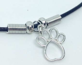 Silver Paw print charm necklace, Last one!