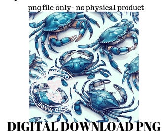Maryland Blue Crab Pattern Art Print – (Digital Download) PNG for Sublimation