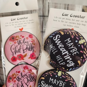 Funny Car Coasters: Sarcastic Anti-Slip Absorbent Mats (Set of 2)- SIX designs to choose from