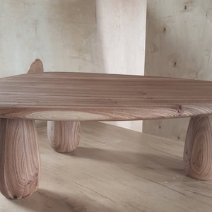 Natural Form Wooden Coffee Table, Deep Grain Elm Coffee Table