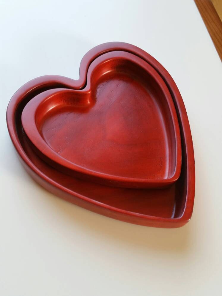 Heart Plate Love Plate Heart Shaped Two Hearts Wooden Plates Etsy UK