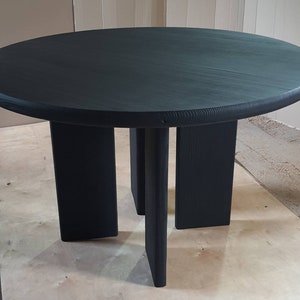 Black Dining Table, Modern Round Coffee Table, Yakisugi Charred Ash Round Table, Black Round Table.