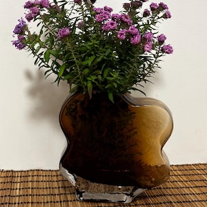 Handmade Brown Glass Art Vase