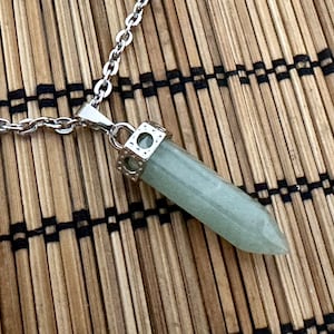 Vintage Aventurin Edelstein Anhänger Halskette, Grün Vintage Aventurin Heilstein