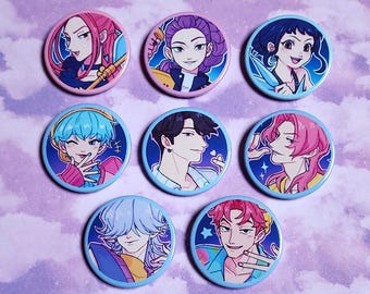 Kpop Demon Hunters - Huntrix and Saja Boys Button Pin Badges - Etsy