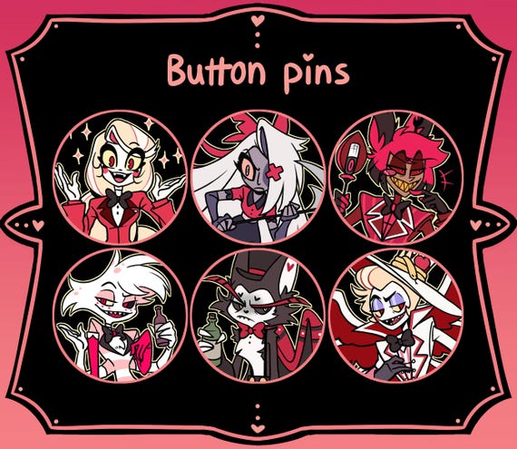 Hazbin Hotel Button Pin Badges - Etsy