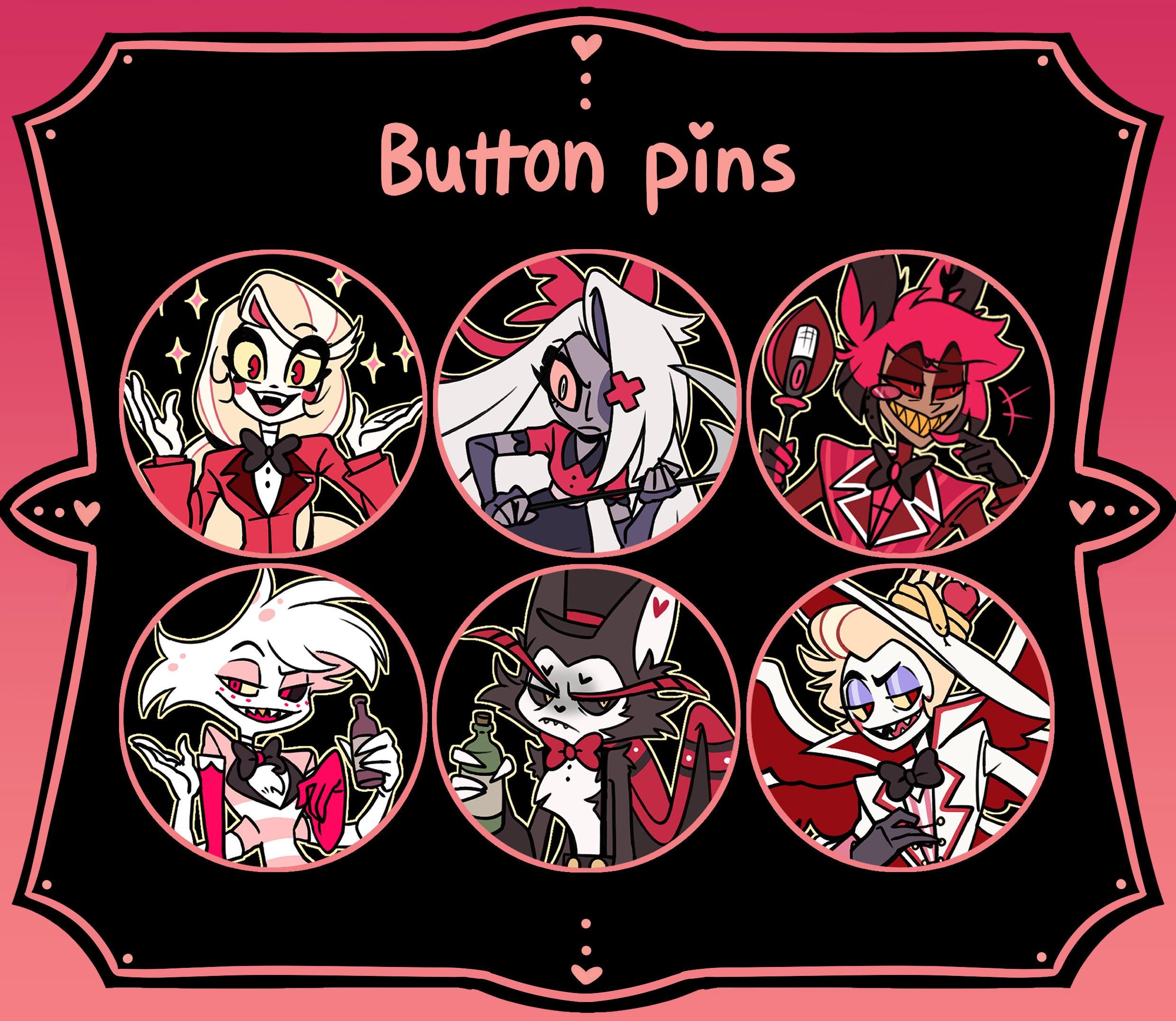 HAZBIN HOTEL チビネオンアラスター&チビアラスター　ピンバッジ Hazbin Hotel Button Pin Badges - Etsy Canada