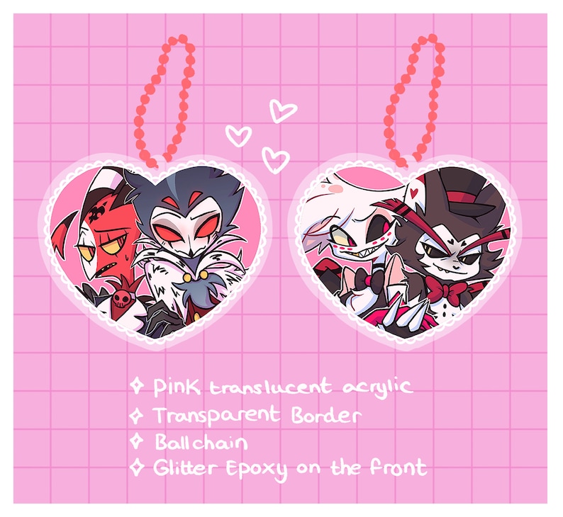 PREORDER Hazbin Helluva Heart Keychains zdjęcie 2