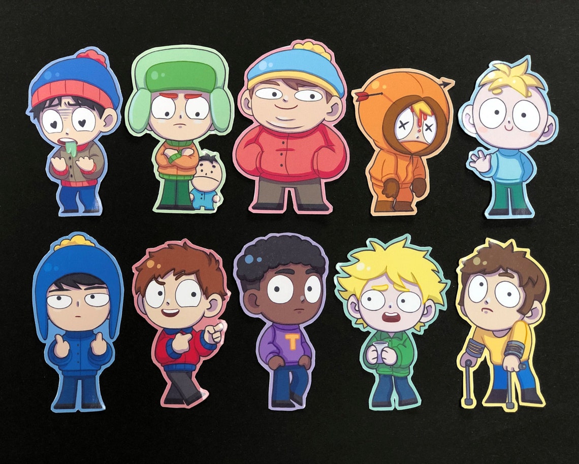 South Park Stickers Glossy Stan Kyle Cartman Kenny Butters Etsy Uk 