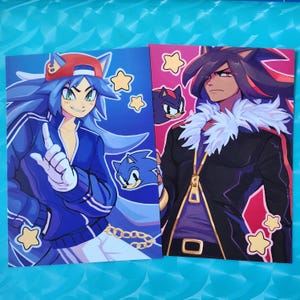 Sonic and Shadow Gijinka postcards prints