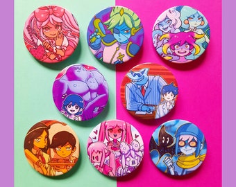 OMORI Bosses Button Pins - Sweetheart ,space Boyfriend , Unbread