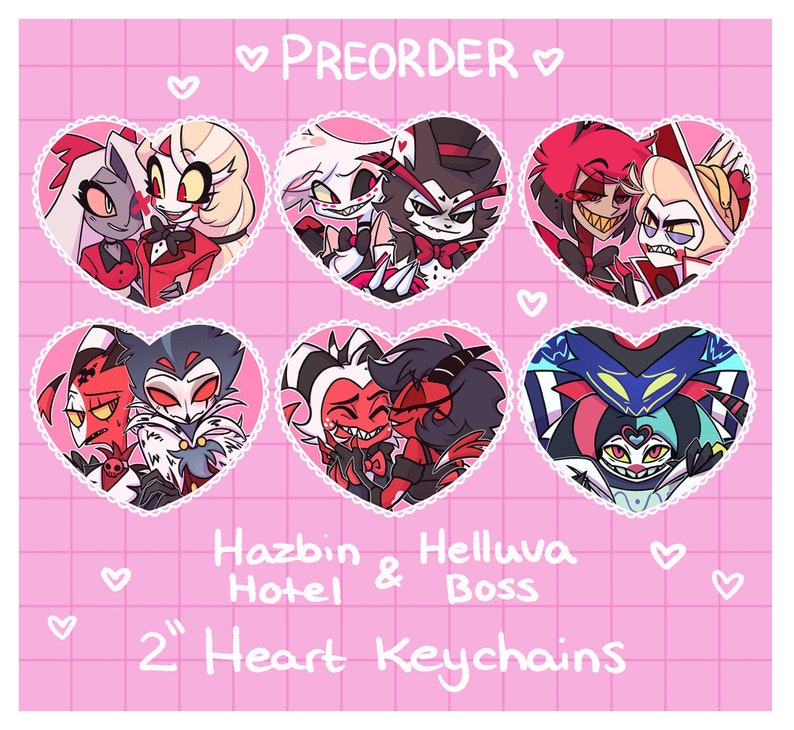 PREORDER Hazbin Helluva Heart Keychains zdjęcie 1