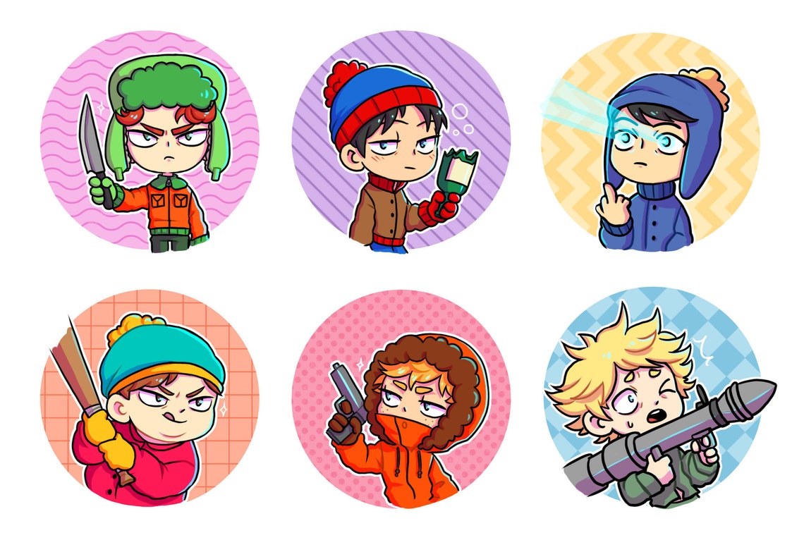 South Park Button Pins / Badge stan Kyle Cartman Kenny Etsy Denmark