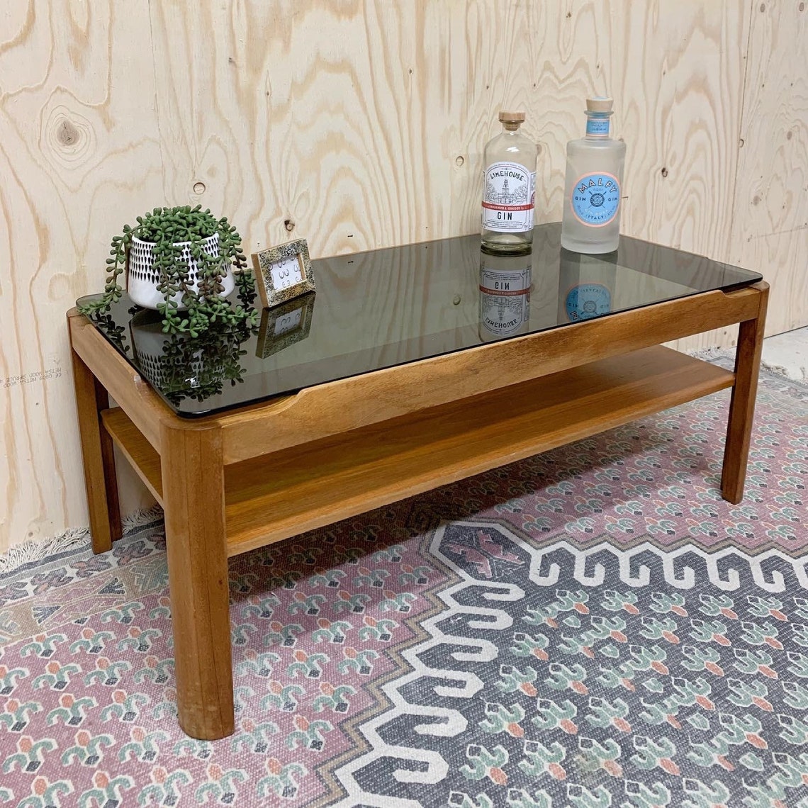 Mid Century Retro Myer Smoked Glass Coffee Table Etsy