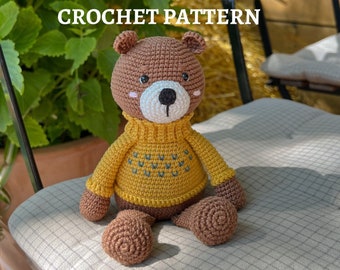 Modèle pdf Crochet Teddy Bear, Tutoriel jouet Amigurumi, Animal en peluche DIY.