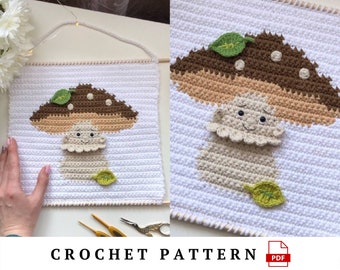 Crochet Mushroom Wall Hanging Pattern, Forest Nursery Wall Decor