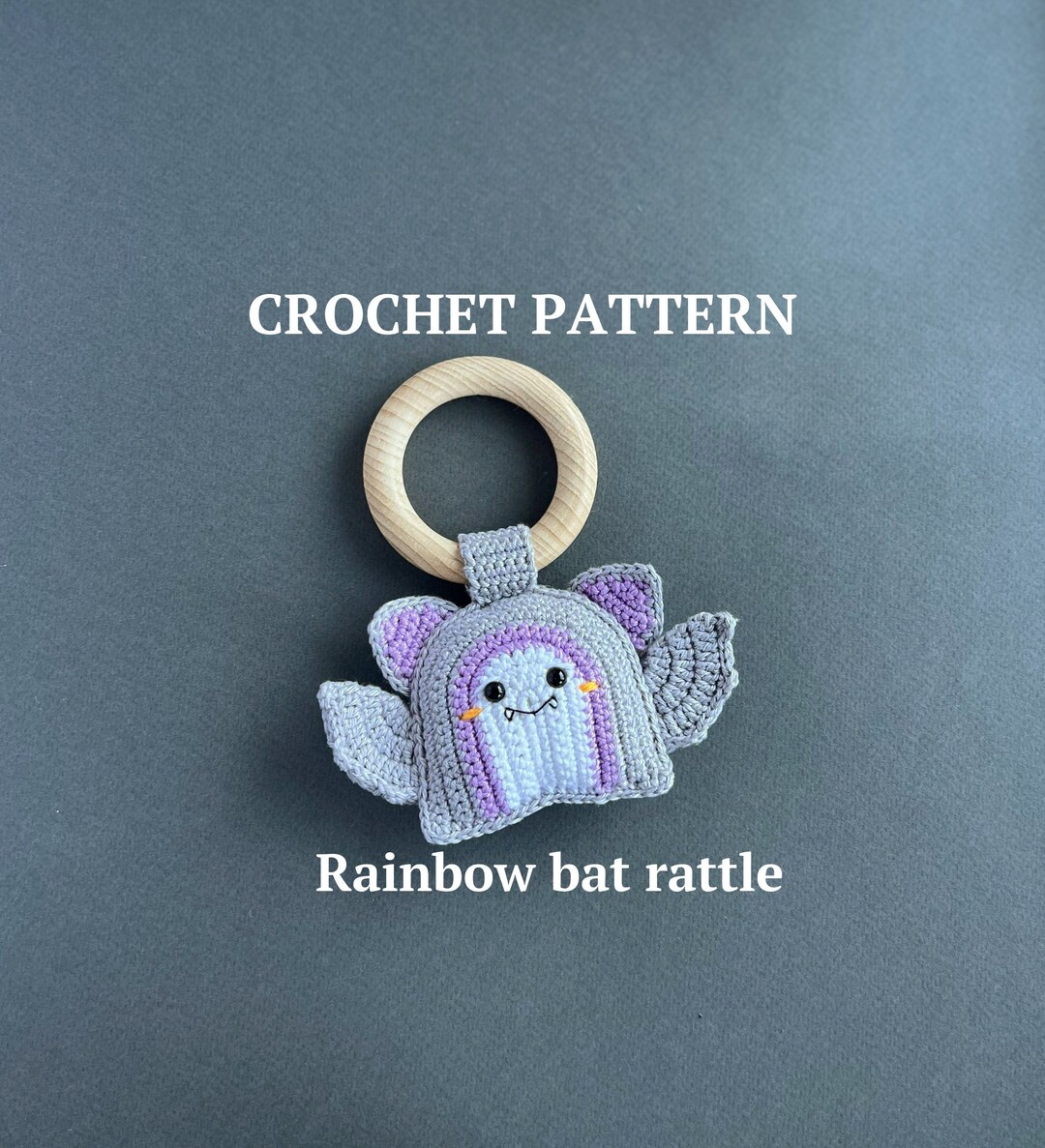Crochet Bat Rainbow Rattle Pattern, Halloween Teether Tutorial, Diy ...