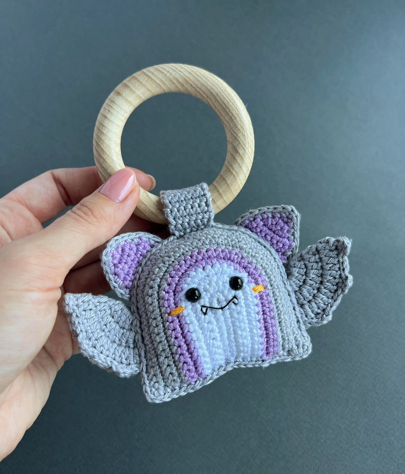 Crochet Bat Rainbow Rattle Pattern, Halloween Teether Tutorial, Diy ...