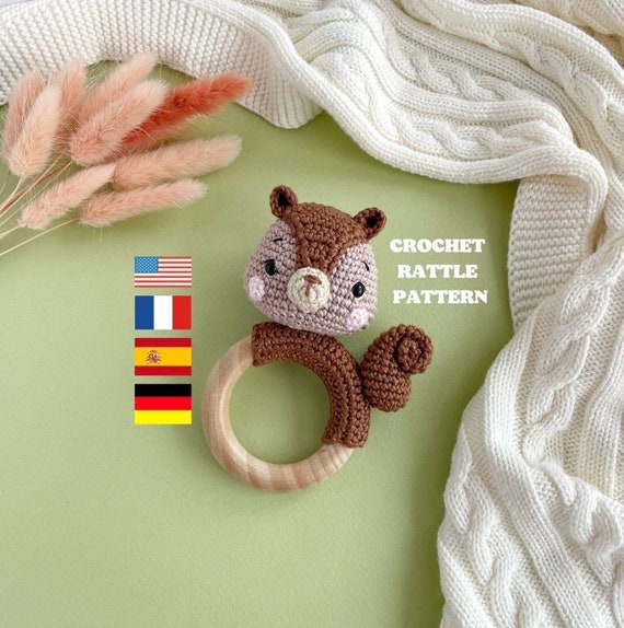 Crochet Rattle Pattern Chipmunk Teether Tutorial Diy Amigurumi