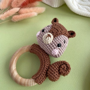 Modèle de hochet au crochet, tutoriel de dentition Chipmunk, anneau de dentition pour bébé amigurumi Diy. image 2