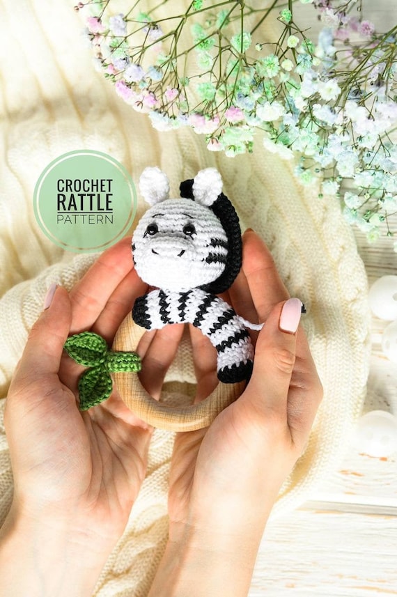 Crochet Rattle Pattern Zebra Teether Tutorial Diy Baby | Etsy