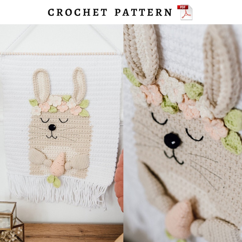 Wall hanging bunny crochet pattern Nursery rabbit wall decor Etsy