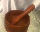 Hand turned wooden bowl and pestle
