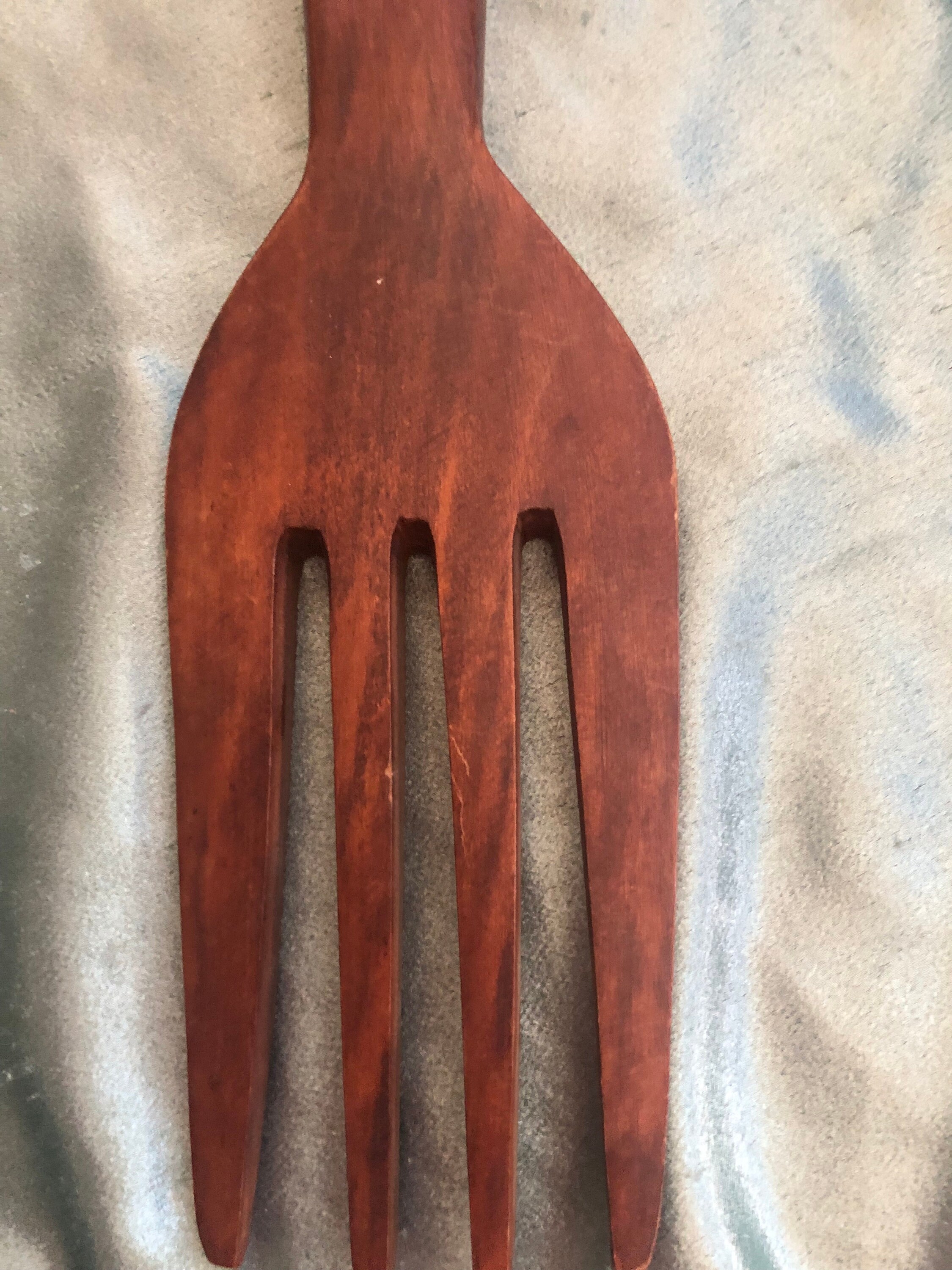 Small Carved Wooden Fork and Spoon Wall Hangings Etsy