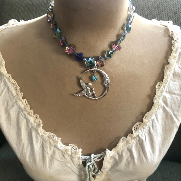 Beaded fairy moon necklace