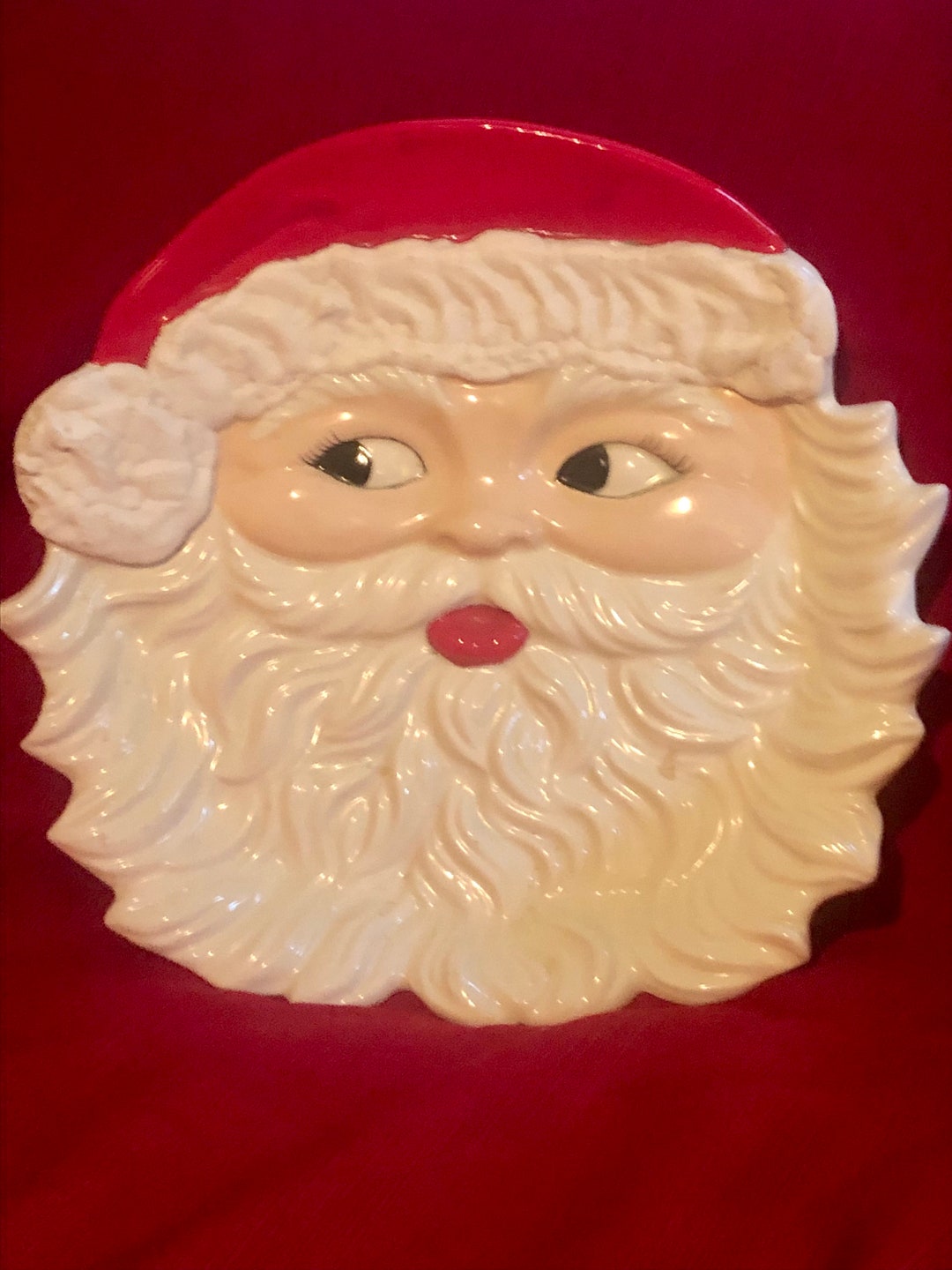 Ceramic Santa Head Wall Hanging Etsy