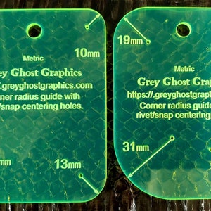 Metric Corner Radius Template set of 2 - for leather work and fabric