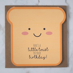 A Little Toast to Your Birthday, Cute Kawaii Toast Card, Blank Inside, Craft Envelope