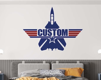 Top Gun Fighter Jet with Name - Personalized Vinyl Decal