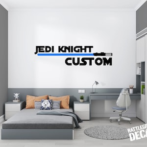 Jedi Knight with Custom Lightsaber and Name - Personalized Vinyl Wall Decal