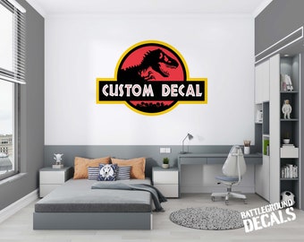 Jurassic Sign Personalized with Name - Dinosaur Park - Full Color Printed Wall Graphics