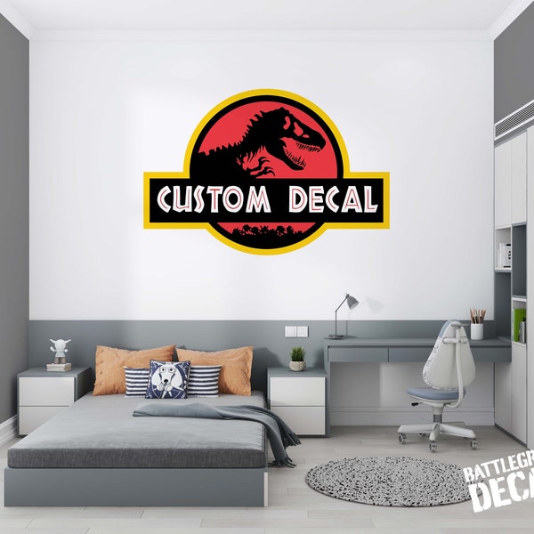 Jurassic Sign Personalized with Name - Dinosaur Park - Full Color Printed Wall Graphics