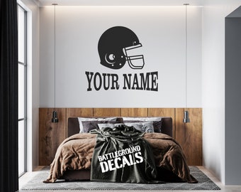 Football Helmet with Name  - Personalized Football Vinyl Wall Decal